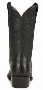 Black Crocodile Print Boots J-Toe