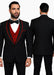 Statement Men's Black with Red Lapel Vested 100% Wool Tuxedo