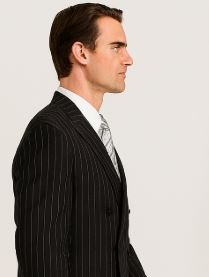 Men'S Black With White Stripe Double Breasted Suit