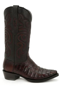 Men's Los Altos Caiman Tail Snip Toe Boots - Black Cherry