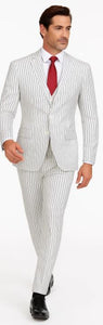  White Suit With Black Pinstripes