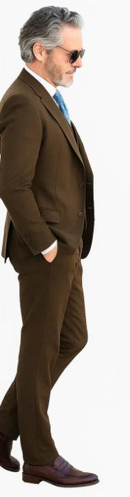 Mens Summer Suits Brown Linen Color