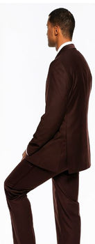 Brown Slim Fit 2 Piece Tuxedo With Satin Peak Lapel