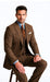 SKU#JA60731 Groomsmen Tweed Suit - Brown Herringbone Western Suit