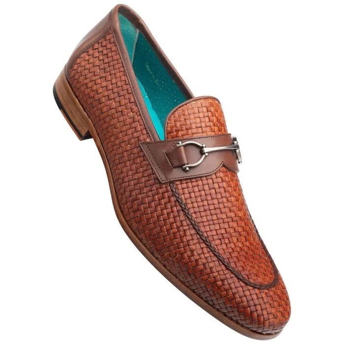 Mezlan Men's Salva Hand-Woven Bit Loafers – Cognac & Brown Leather Slip-Ons