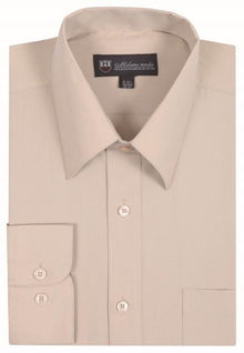 Sand Traditional Plain Solid Color Men's Dress Shirt