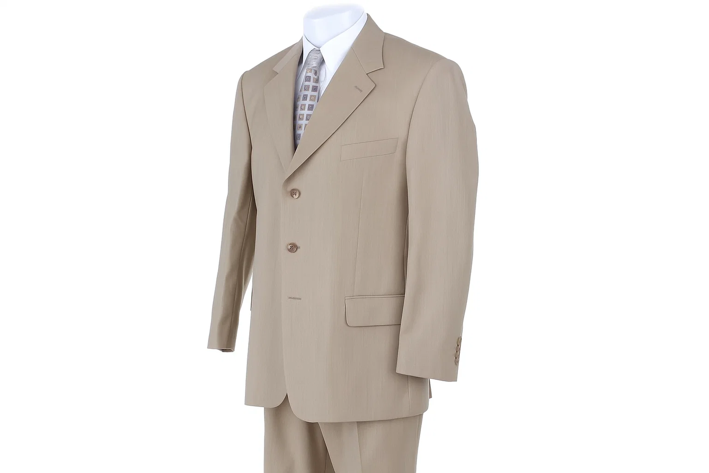 Stone~Sand~Khaki~Light Tan ~ Beige Light Weight  Business Suits Clearance Sale Available In 2 Or 3 Buttons Style Regular Classic Cut