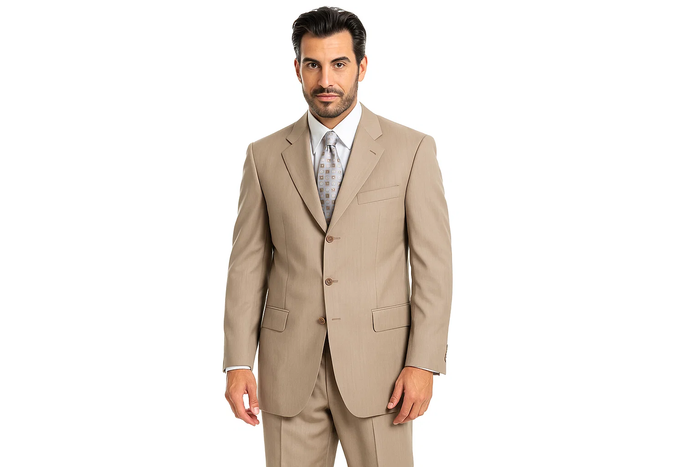 Stone~Sand~Khaki~Light Tan ~ Beige Light Weight  Business Suits Clearance Sale Available In 2 Or 3 Buttons Style Regular Classic Cut