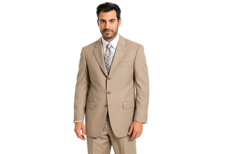Stone~Sand~Khaki~Light Tan ~ Beige Light Weight Cheap Priced Business Suits Clearance Sale Available In 2 Or 3 Buttons Style Regular Classic Cut