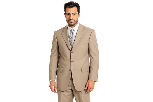 Stone~Sand~Khaki~Light Tan ~ Beige Light Weight Cheap Priced Business Suits Clearance Sale Available In 2 Or 3 Buttons Style Regular Classic Cut