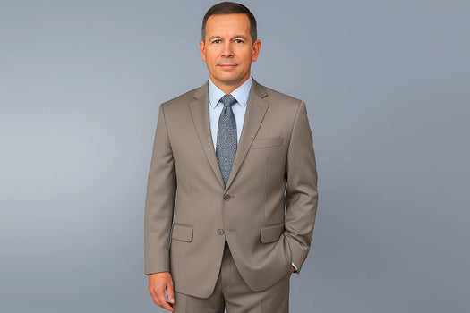 Men'S Sand Twill-Pattern 2-Button Khaki ~ Texture ~ Sand Pattern Cheap Priced Business Suits Clearance Sale 2 Piece Suits - Two Piece Business Suits Suit - Image 2