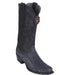 Los Altos Boots Men's Sanded Black Ostrich Leg Square 7-Toe Cowboy Boots - Botas De Avestruz