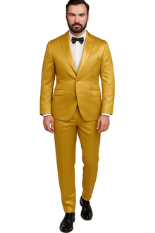 Sateen Suit - Shiny Suit - Gold Sharkskin Suit