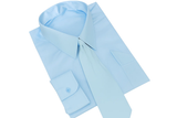 Fashion Cheap Priced Sale Satin Light Blue ~ Sky Blue Dress Shirt Combinations Set Tie Hanky Men's Dress Shirt