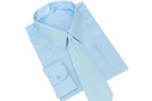 Fashion Cheap Priced Sale Satin Light Blue ~ Sky Blue Dress Shirt Combinations Set Tie Hanky Men's Dress Shirt