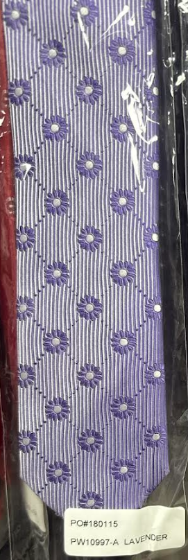Lavender Floral Design Fashionable Necktie With Handkderchief Set - Trendy Mens Ties