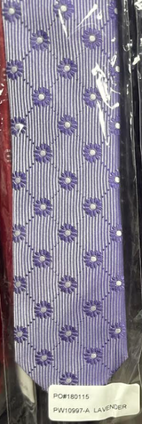 Lavender Floral Design Fashionable Necktie With Handkderchief Set - Trendy Mens Ties