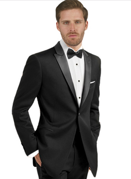 Mantoni 140s Wool 1-button Black Tuxedo -Peak Lapel