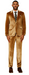 Mens Golden Brown Velvet 2-Piece Suit – Luxury Slim Fit Formal Blazer and Pants Set in Rust Copper Color