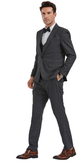 Tweed 3 Piece Suit - Tweed Wedding Suit Fitted Discounted Sale Slim Cut 2 Button Gray Herringbone Tweed Men's Suit