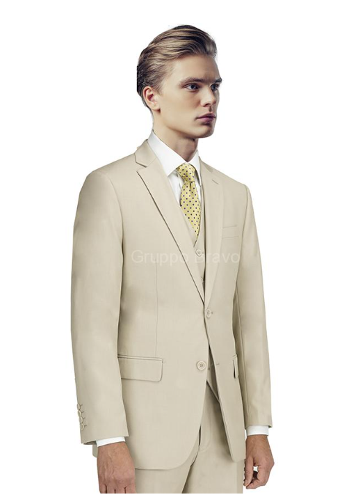 Men'S Portly Executive Fit New Biege - Two Button 2 Piece Suit Executive Fit Suit - Mens Portly Suit