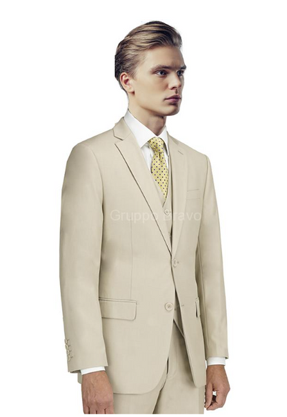Men'S Portly Executive Fit New Biege - Two Button 2 Piece Suit Executive Fit Suit - Mens Portly Suit