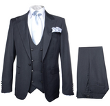 Rossiman Men's Dark Gray Slim Fit Suit – 3-Piece Vested Set with Flat Front Pants