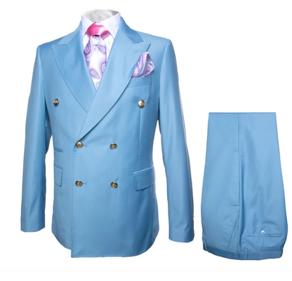 Rossi Man Men’s Blue Double-Breasted Suit – Peak Lapel Formal Wedding & Prom Suit
