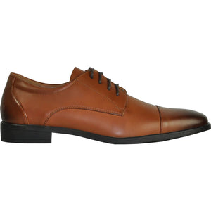 Bravo Mens Vintage Style Oxford Cap Toe Dress Shoe in Antique Brown
