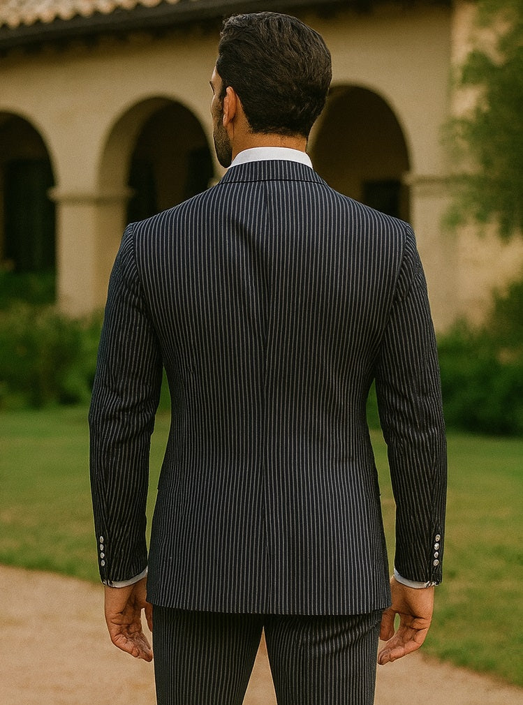 Sear Sucker Suit Mens 3pc 100% Cotton Seersucker Sear sucker suit White & Black - High End Suits - High Quality Suits Modern Fit