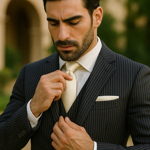 Sear Sucker Suit Mens 3pc 100% Cotton Seersucker Sear sucker suit White & Black - High End Suits - High Quality Suits