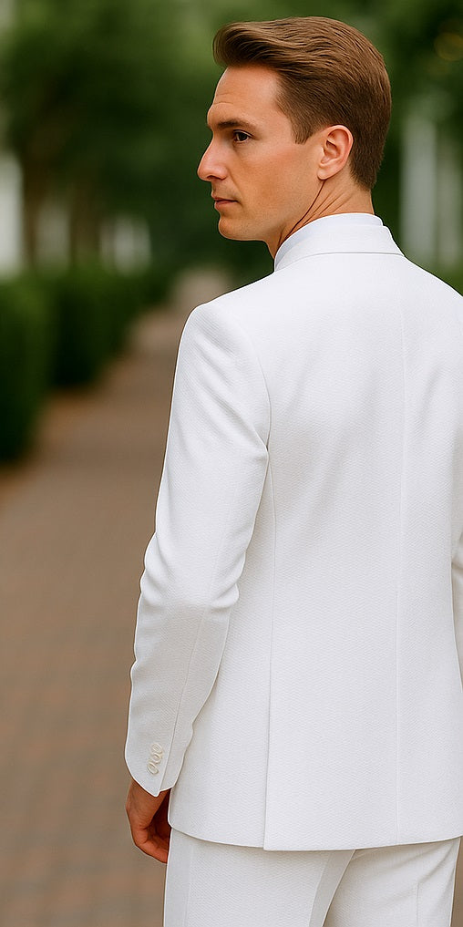 Sear Sucker Suit Mens 3pc 100% Cotton Seersucker Sear sucker suit White & Black - High End Suits - High Quality Suits Modern Fit