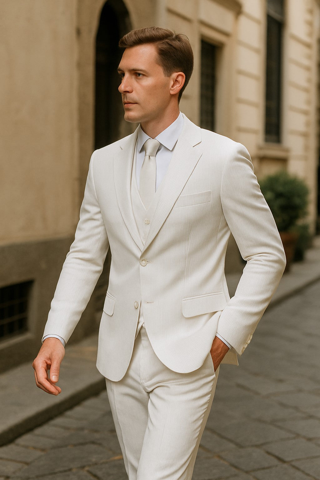 Sear Sucker Suit Mens 3pc 100% Cotton Seersucker Sear sucker suit White & Black - High End Suits - High Quality Suits Modern Fit