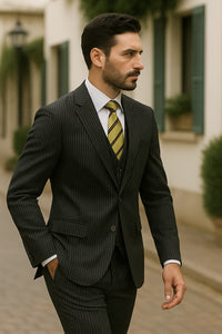 Sear Sucker Suit Mens 3pc 100% Cotton Seersucker Sear sucker suit White & Black - High End Suits - High Quality Suits