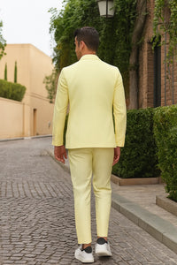 Sear Sucker Suit Mens 3pc 100% Cotton Seersucker Sear sucker suit Yellow & Green Striped - High End Suits - High Quality Suits
