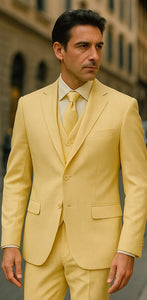 Sear Sucker Suit Mens 3pc 100% Cotton Seersucker Sear sucker suit Yellow & Green Striped - High End Suits - High Quality Suits