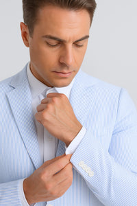 Sear Sucker Suit Mens 3pc 100% Cotton Seersucker Sear sucker suits Taupe - High End Suits - High Quality Suits