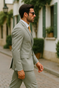 Sear Sucker Suit Mens 3pc 100% Cotton Seersucker Sear sucker suit Red & Grey - High End Suits - High Quality Suits