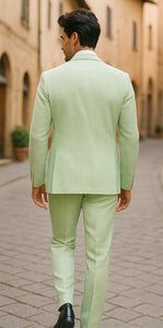 Sear Sucker Suit Mens 3pc 100% Cotton Seersucker Sear sucker suit Yellow & Green Striped - High End Suits - High Quality Suits