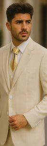 Sear Sucker Suit Mens 3pc 100% Cotton Seersucker Sear sucker suits Taupe - High End Suits - High Quality Suits