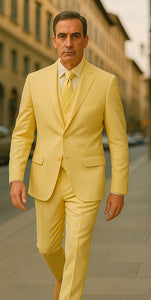Sear Sucker Suit Mens 3pc 100% Cotton Seersucker Sear sucker suit Yellow & Green Striped - High End Suits - High Quality Suits