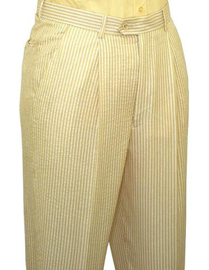 seersucker ~ sear sucker Yellow Slacks Dress Pants (No Pleated is available) also other colors available unhemmed unfinished bottom