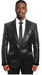 Sequin Blazer Mens Black/Black Lapel Sequin Tuxedo / Dinner Jacket Blazer Sport Coat