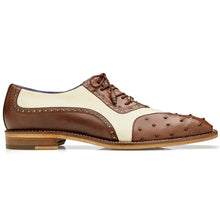 Belvedere Sesto Italian Calf & Ostrich Quill Wingtip in Brown & White