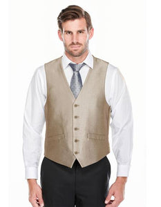 Men's 5 Button Shark-skin Classic Fit Tan Vest