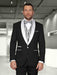 Men'S Black Statement Suits Clothing Confidence White Shawl Lapel Modern Fit Suits 3 Piece Evening Suits Capri