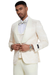 Mens Designer Wedding & Prom Shawl Lapel Vested Paisley Tuxedo in Ivory