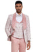 Mens Designer Wedding Prom Shawl Lapel Vested Paisley Tuxedo in Pink