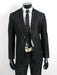 Shiny Sharkskin Jet Black 2 Button Style Jacket Flat Front Pants New Style