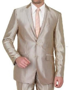 Beige Shiny sharkskin Men's Suit Side-Vented Mocca-Bronze ~ Camel-Sand-Taupe Khaki Champagne